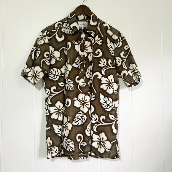 Other - Vintage Howie Brown Hawaiian Print Collared Dress Shirt Men's Large